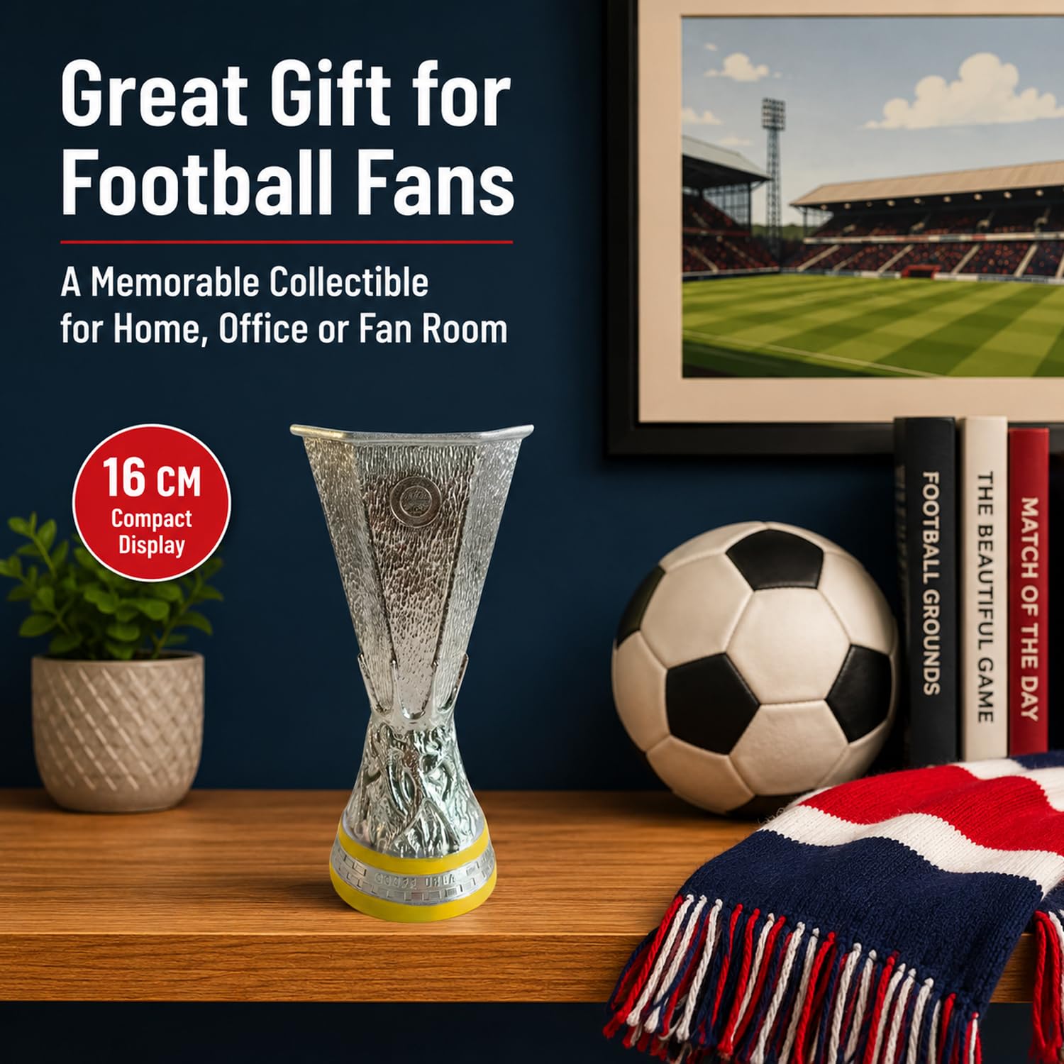 Europäische Fußball Liga Trophäe Replik, Champions Soccer Cup, Fußball Fan Geschenk, Schreibtisch Deko für Club, Home Office, Regal, Fanraum, Bar,32cm | 3 Größe Silberharz Liga Champions Pokal, Fanartikel Geschenk, Sammler, Souvenir, Büro, Regal, Fanraum
