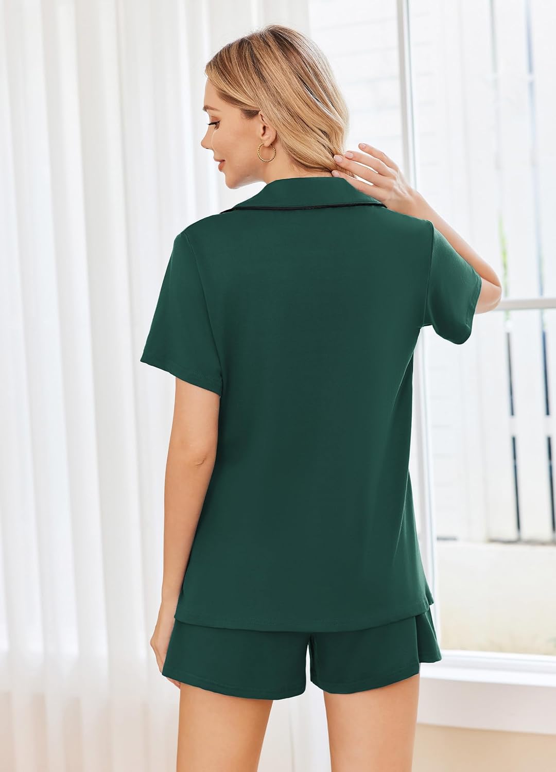 Ekouaer Womens Pajamas Set 2 Pack Button Down Summer Sleepwear Short Sleeve Comfy Pjs Loungewear Set - Image 5