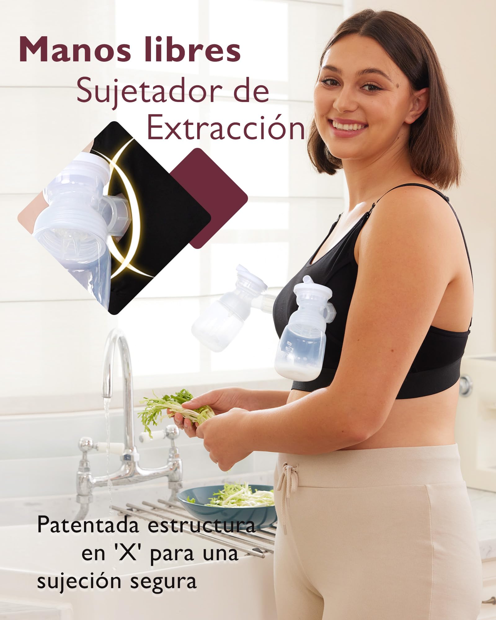 momcozy Sujetador Lactancia Ajustable, Sujetador de Extracción Manos Libres, Brasier de Maternidad sin Aros 2 en 1 para Extracción & Lactancia - 4