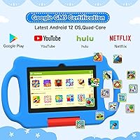 Vista 3 de Tableta para niños de 7 pulgadas Android 12.0 para niños pequeños, 4 GB de RAM 32 GB ROM Bluetooth IPS Pantalla Control Parental Dual Cámara a Azul