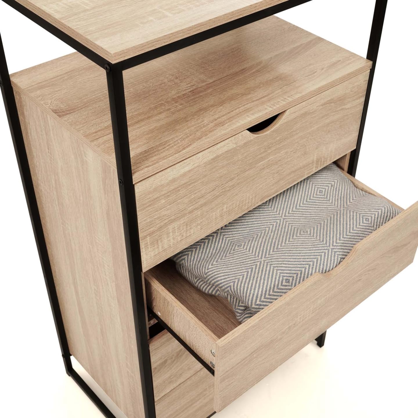 IDMarket - Chiffonnier 4 tiroirs Detroit 60 cm Commode Design Industriel avec étagère