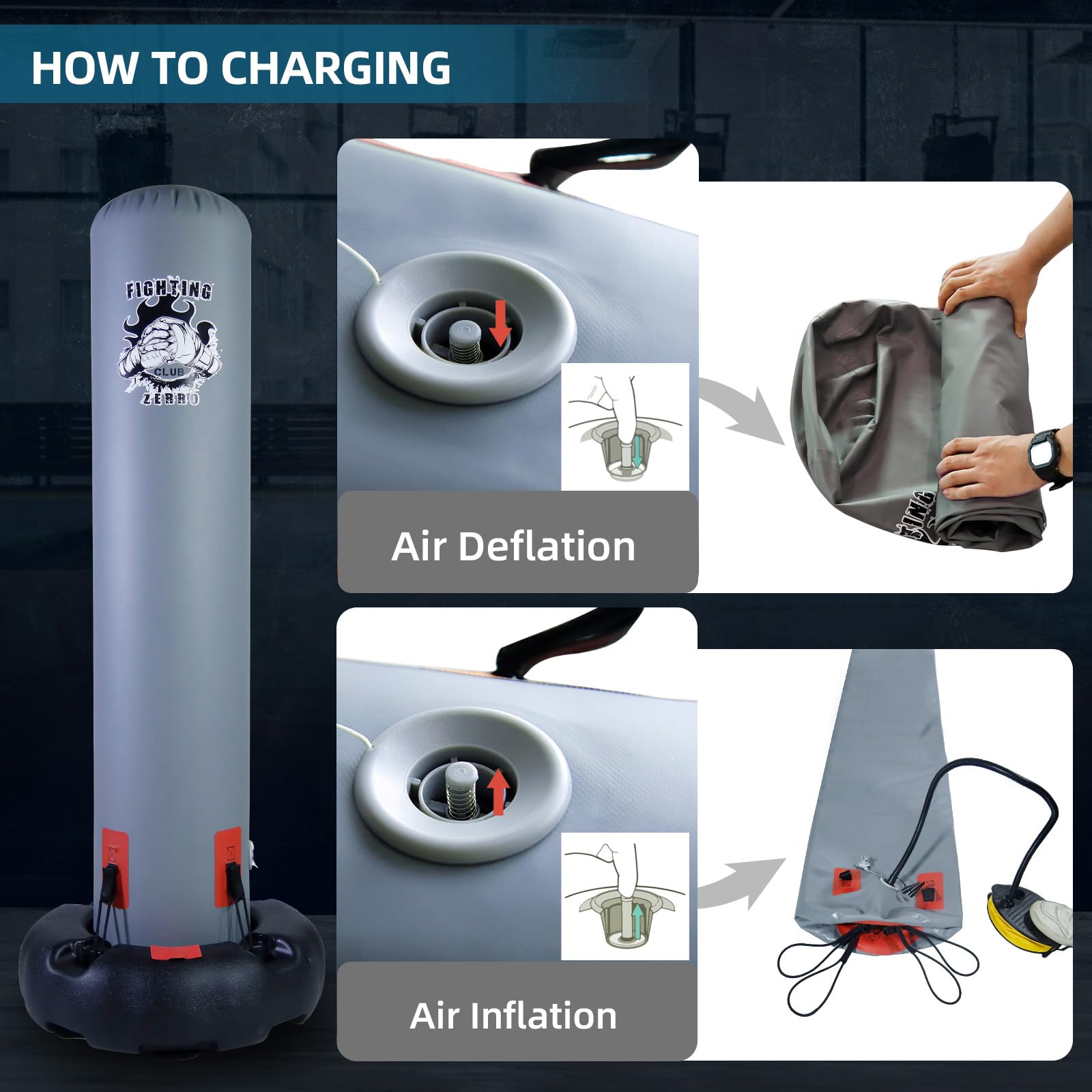 Caschetto Boxe Sacco Da Boxe Gonfiabile Zerro Altezza 166cm