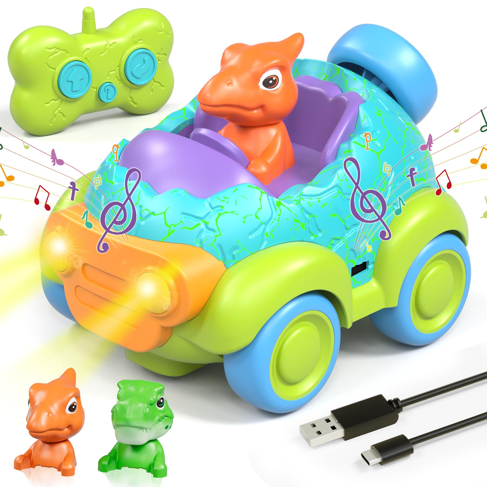 Lehoo Castle Coche Teledirigido Niños 3 Años, Dinosaurios Juguetes con Luces y Música, Juguete Niño 3 4 5 6 7 Años - 3