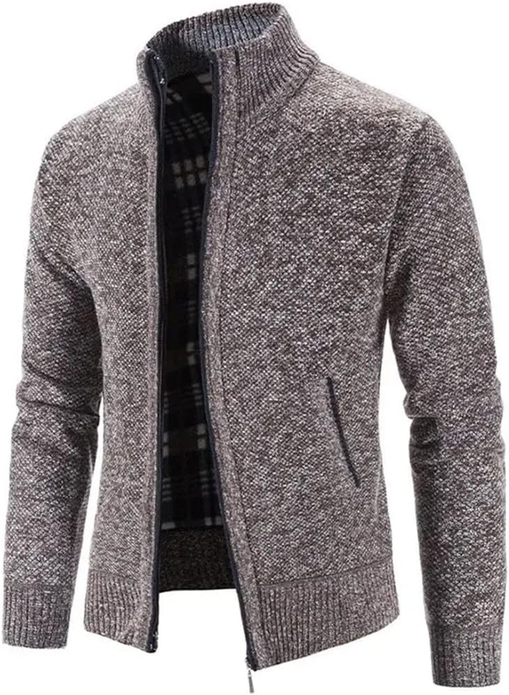 Men Spring Autumn Knitted Sweater Casual Fleece Cardigan Men Sweaters Solid Color Coats