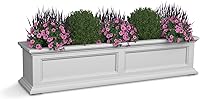 Mayne Fairfield 4ft Self-Watering Window Box in White - Durable Resin Planter with Wall Mounts & 15-Year Warranty