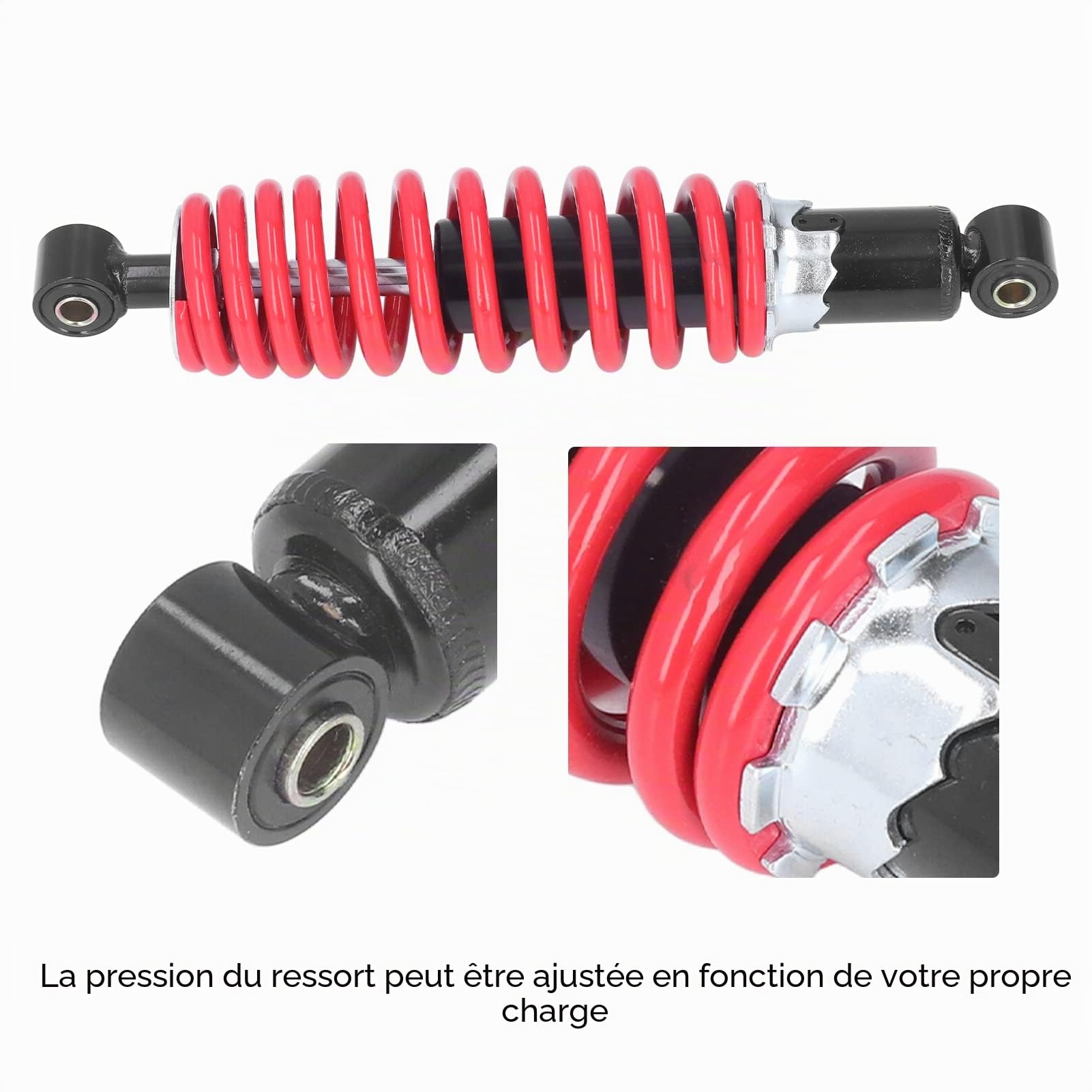 Tissting Amortisseur Arrière Moto,305mm Amortisseur ATV 5 Niveaux Réglables