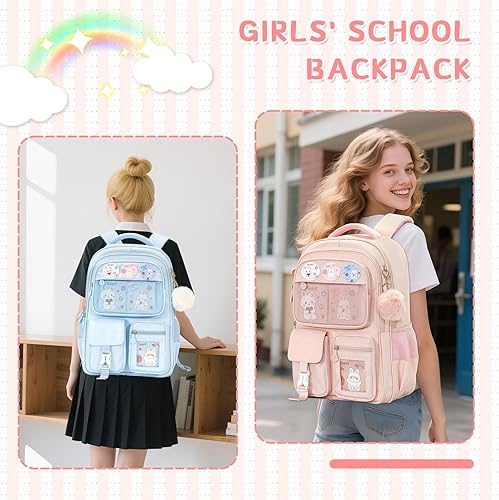 Miniatura 6 de Mochila infantil para niñas, mochilas Kawaii para niños, mochila rosa para niños, mochila de moda con múltiples bolsillos para escuela primaria,