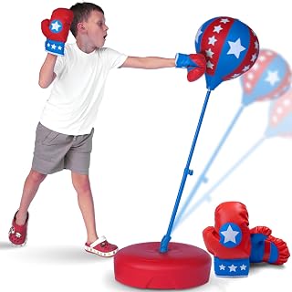 Punching Bag for Kids Ages 3-8 Yrs | Kids Punching Bag with Boxing Gloves | Height Adjustable | Ideal Christmas and Birthday Gift | Boys Toys Age 3 4 5 6 7 8