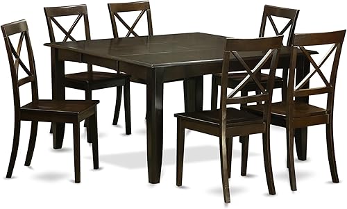 Miniatura 11 de East West Furniture PFBO9-CAP-W Juego de mesa de comedor moderno de 9 piezas, incluye una mesa cuadrada de madera con hoja de mariposa y 8 sillas de