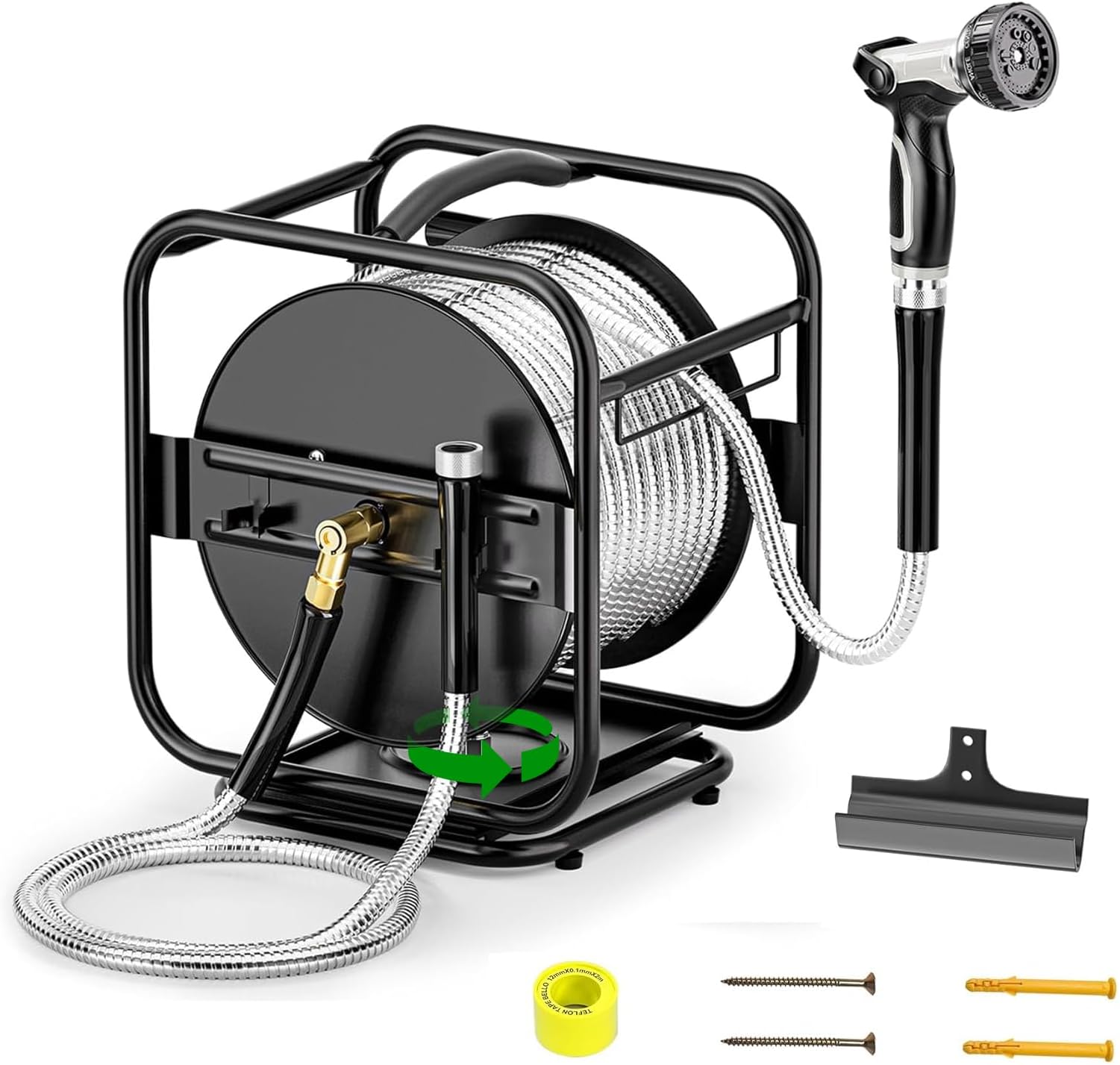 Amazon.com: Stainless Steel Garden Hose Reel - Wall/Floor Mounted Metal ...