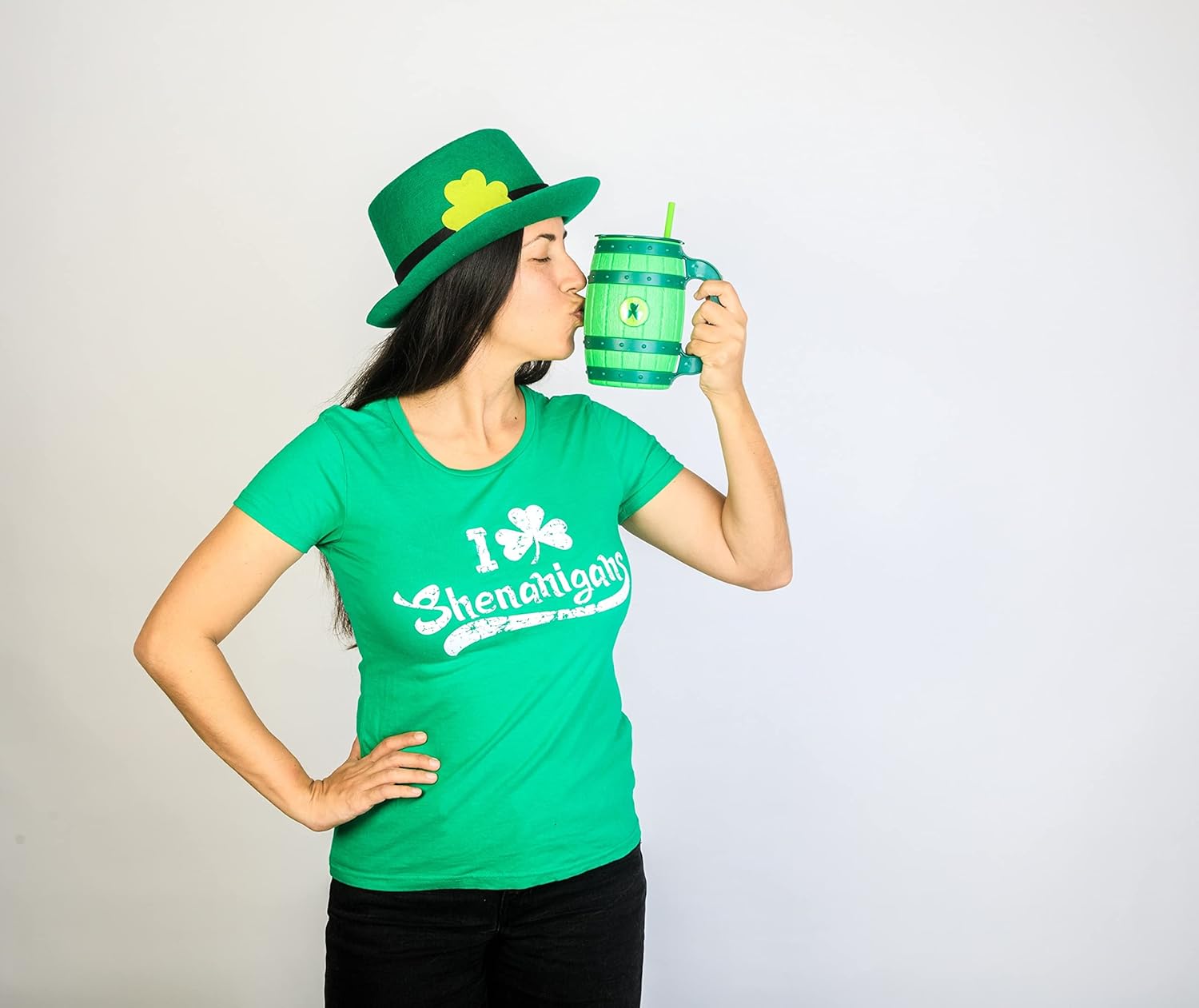 Womens I Clover Shenanigans T Shirt Funny Irish Clover St Saint Patricks Day Tee - Image 6