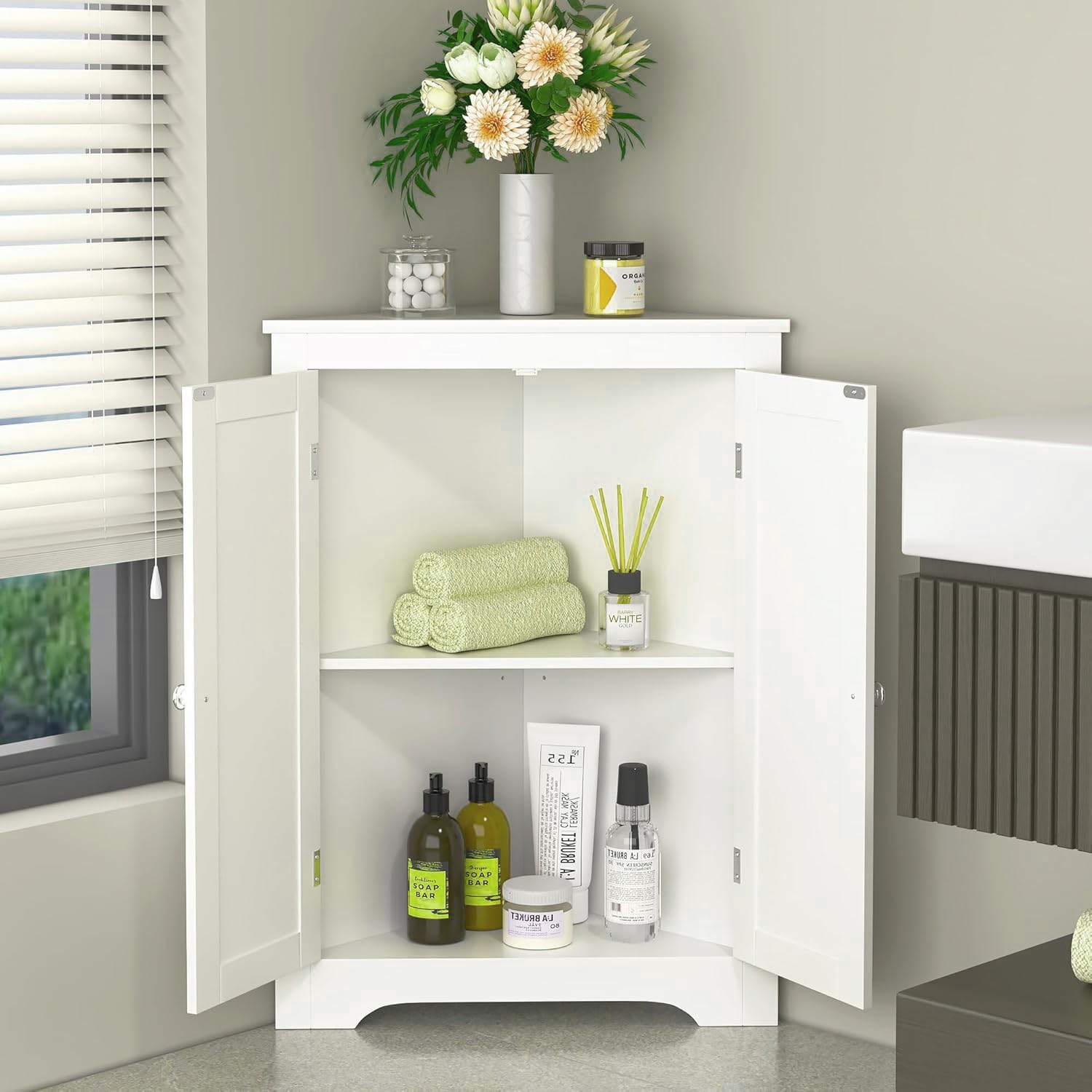Amazon.com: TuoxinEM Bathroom Corner Storage Cabinet, Floor