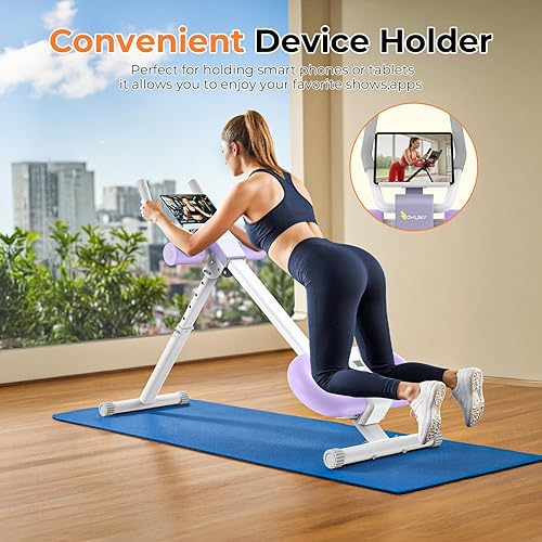 Miniatura 3 de Máquina de abdominales, máquina de entrenamiento abdominal ajustable para entrenamiento de abdominales en casa, plegable, protección de rodilla,