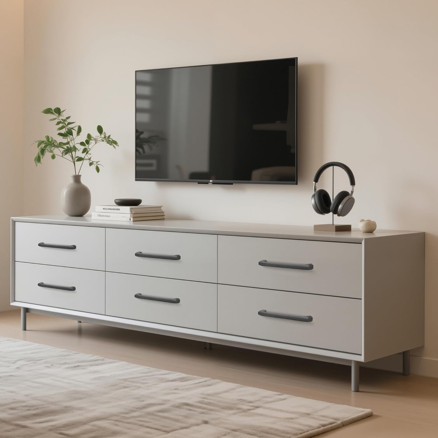 Lardmon 10 Pack 5 Inch(128mm) Hole Center Matte Dark Gunmetal Gray Modern Cabinet Pulls Solid Kitchen Cabinet Handles Hardware Bathroom Vanity Pulls Timeless Drawer Pulls Handles for Dresser