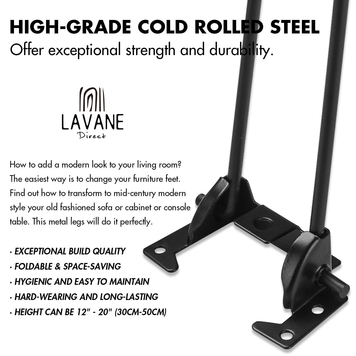 La Vane 16 inch / 40cm Folding Table Legs - Image 3