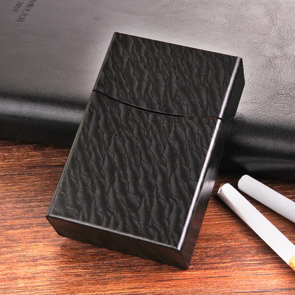 black cover cigarette Plain Leather Metal Case Holds 14 Cigarettes for 100's Cigarettes : Health & Household Black Cross Cigarette/Card Case 