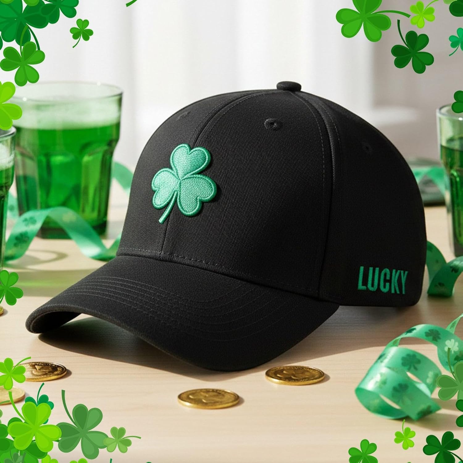 St Patricks Day Shamrock Baseball Cap Embroidered Clover Hat,Adjustable Irish Trucker Hat for Men Women - Image 7