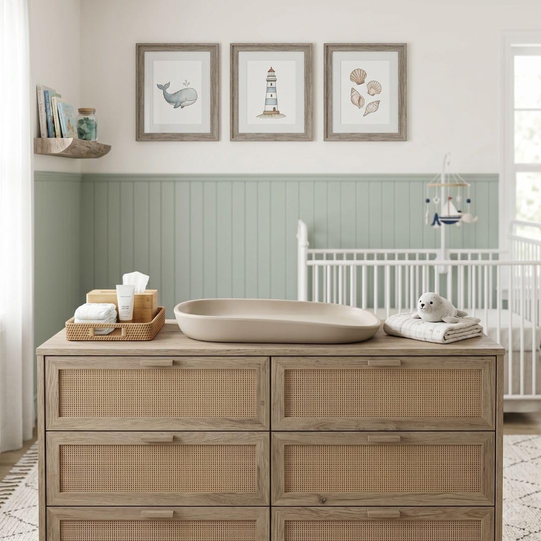 Cambiador Bebé de Espuma PU Suave y Lavable, Cambiador para Pañales con Bordes Elevados, Ligero, Acolchado e Impermeable, Fácil de Limpiar, para Cómoda, Baño o Habitación Infantil (Marrón)