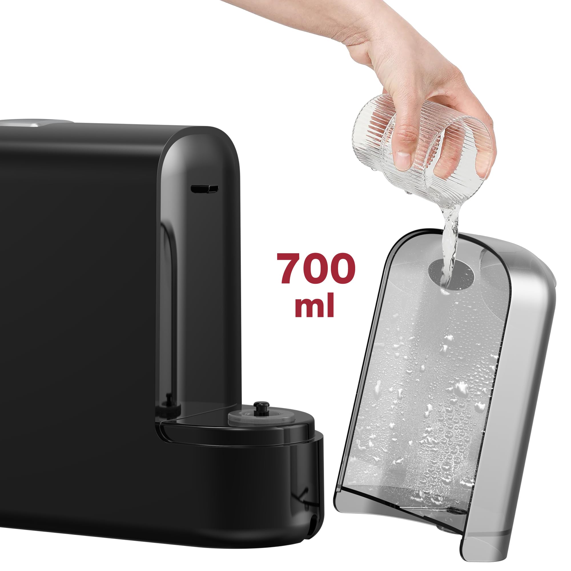 BEPER P101CAF200 Cafetera Espresso Amata 4 en 1, 20 bares, compatible con cápsulas Nespresso® y Dolce Gusto®, monodosis ESE y café molido, 1400 W, depósito de 700 ml