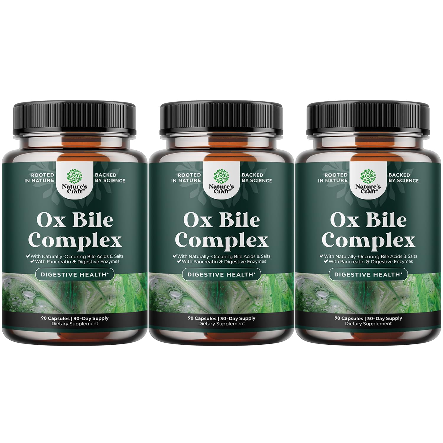 Digestive Enzymes with Ox Bile Supplement - Purified Bile Salts Supplement for Digestion Pancreas and Gallbladder Support with Pancreatin 4X Ox Bile Digestive Enzymes and Bile Salt Complex (3 Month)
