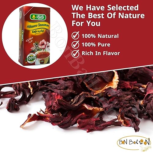 Miniatura 5 de bonballoon Isis Hibiscus Cinnamon Tea Bags Pure Natural Dry Premium Egipcio Hierba Hierba en Polvo Molido Árabe No Gmo Kosher Halal (1 Pack  20