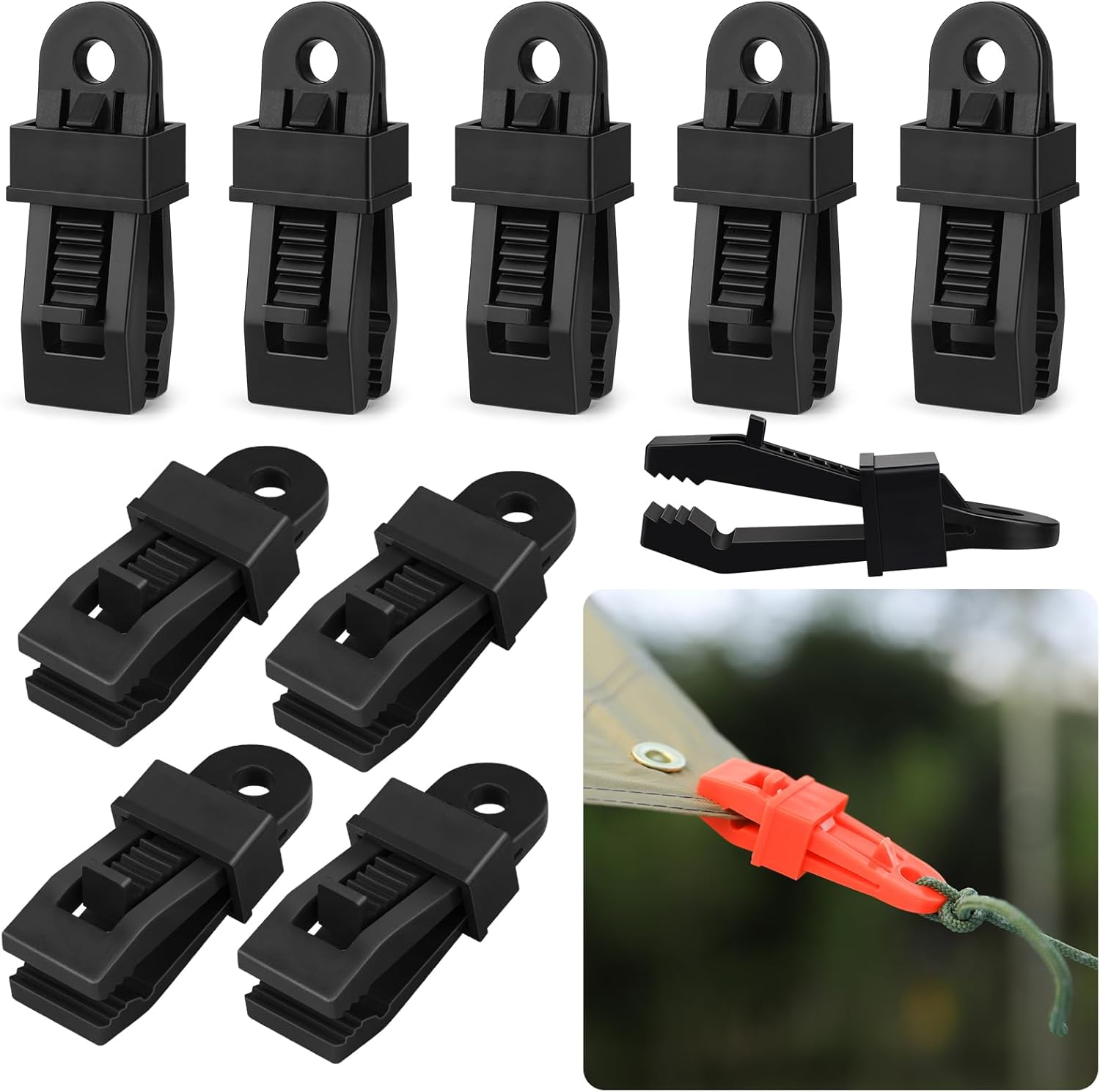 10 PCS Tarp Clips Tarpaulin Clips, Adjustable Heavy Duty Lock Grip for