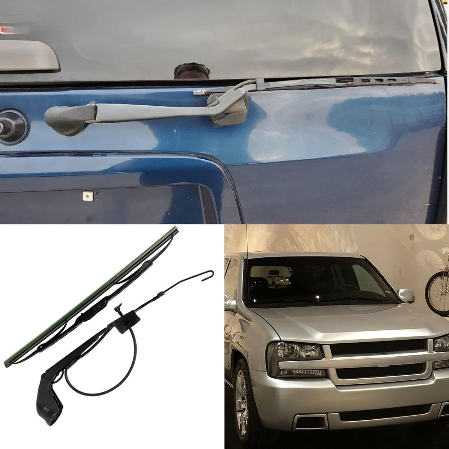 Rear Wiper Arm Blade for 2002 2003 2004 2005 2006 Chevrolet Chevy Trailblazer EXT LT LS North Face LTZ SS Sport Utility 4-Door 4.2L 5.3L 6.0L Rear Back Windshield Wiper Arm Blade Set Replacement