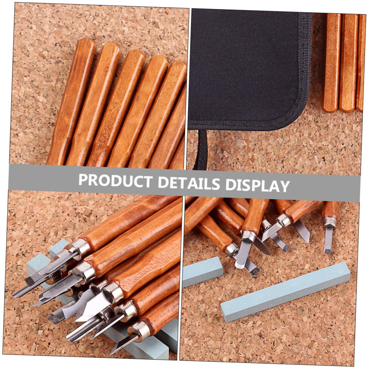 OSALADI Kit di Utensili per Intaglio Legno 14 Pezzi, Metallo e Legno, Impugnatura Antiscivolo, per Principianti, per Basswood e Pino