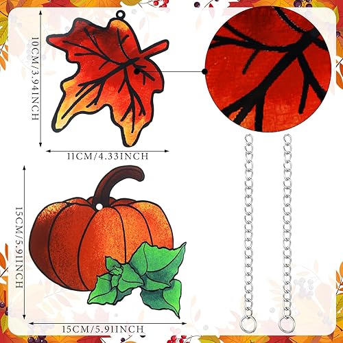 Miniatura 2 de Retisee 2 paquetes de atrapasoles de hojas de arce, decoración de otoño de calabaza, atrapasoles de Acción de Gracias, colgantes de ventana para