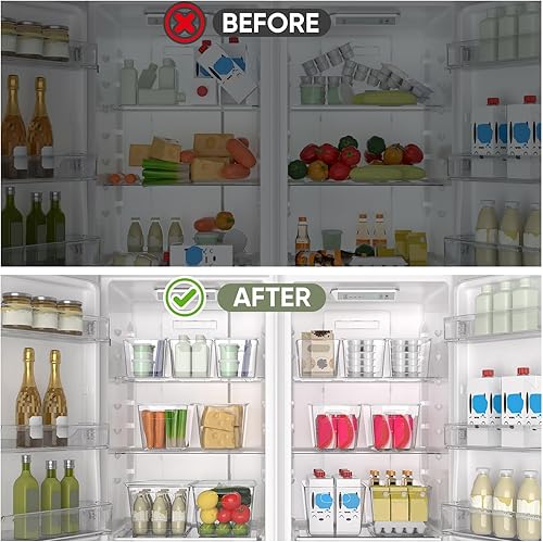 Miniatura 5 de BALEINE Contenedores de almacenamiento transparentes apilables con tapas, recipientes de plástico con asa para organizadores y almacenamiento de