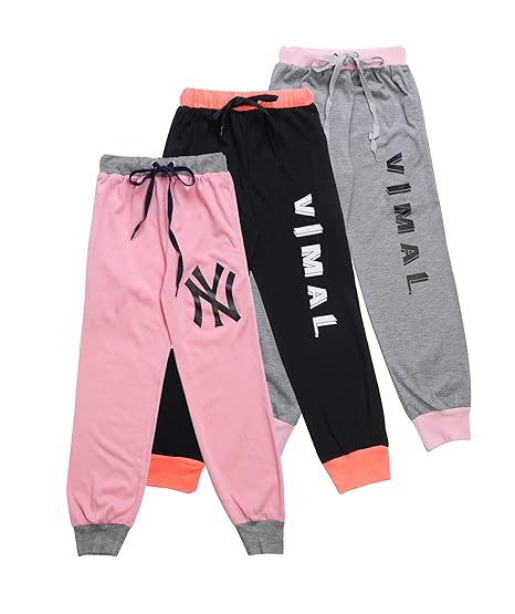 VIMAL JONNEY Regular Fit Joggers for Kids (Pack of 3)-K9_25_PCH_PNK_26_WHT_03-P