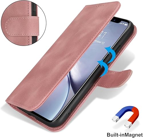 Miniatura 5 de Funda tipo cartera para iPhone XR con tarjetero para iPhone Xr para mujeres y hombres, ranuras para tarjetas de piel sintética con hebilla