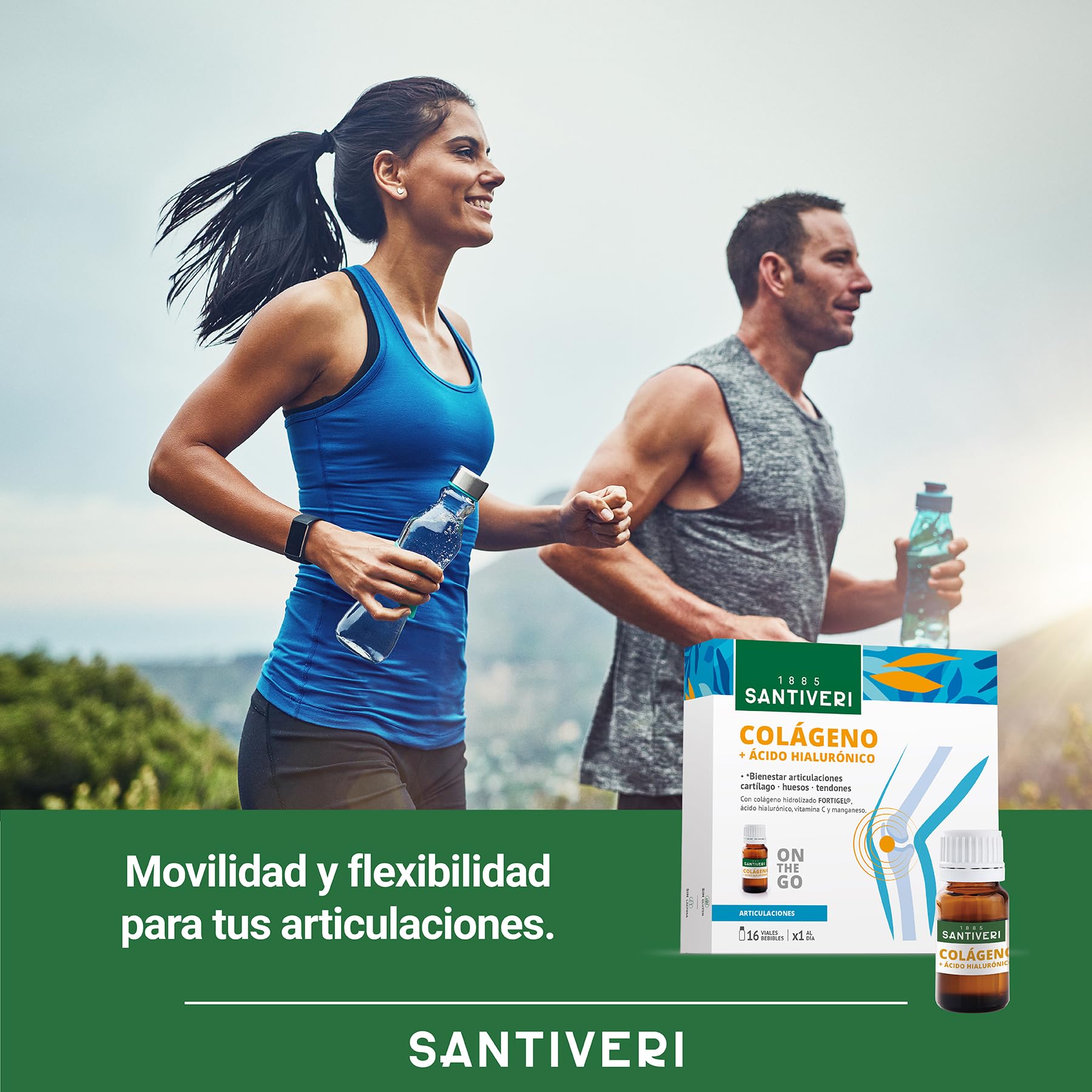 SANTIVERI - Colágeno Líquido Artrosin, Complemento Alimenticio con Colágeno Hidrolizado, Ácido Hialurónico, Vitamina C y Manganeso, Contribuye al Bienestar en Articulaciones y Cartílagos - 16 Viales