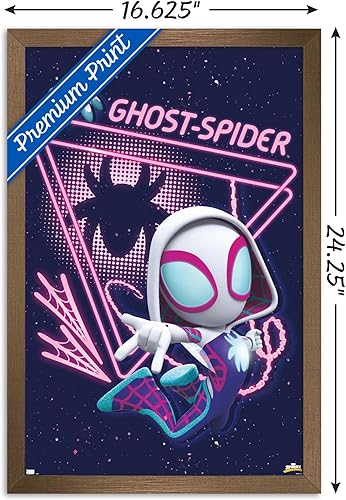 Vista 77 de Trends International Marvel Spidey And His Amazing Friends - Ghost Spider Wall Poster, 34L x 22.4W, Black Framed Version