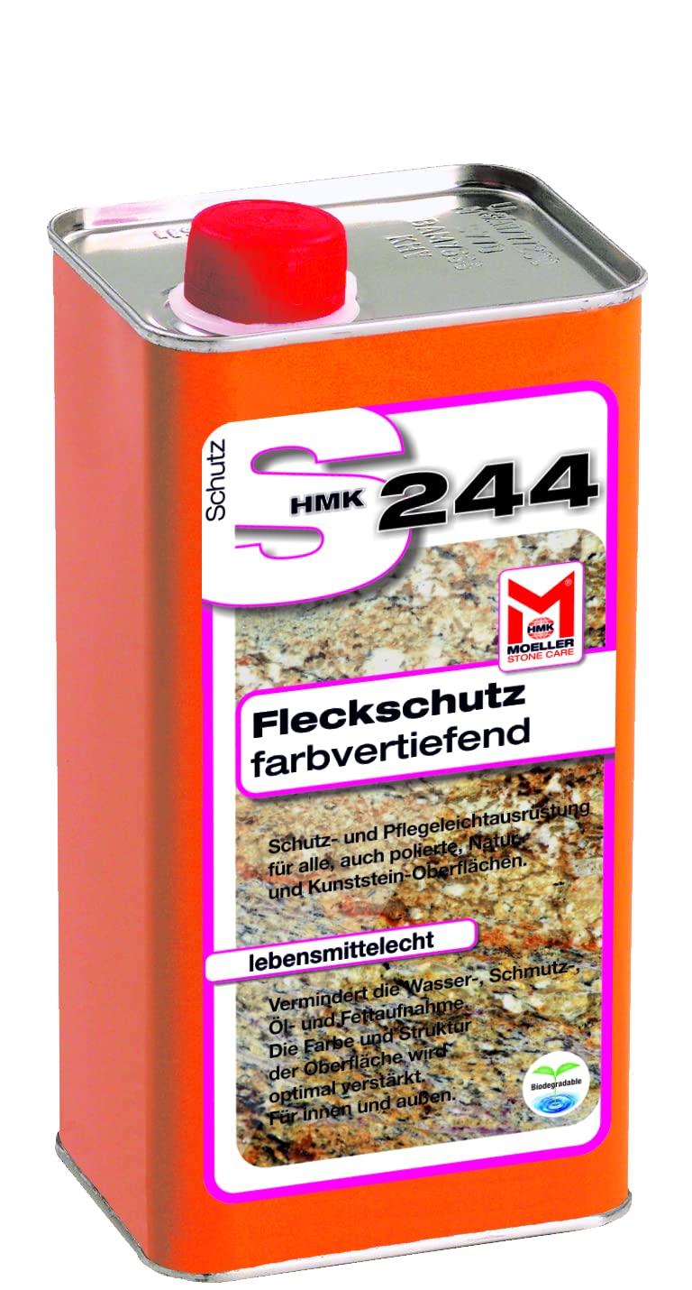 Moeller Stone Care - HMK S244 Fleckschutz - farbvertiefend - 1 Liter - Gebrauchsfertige, lösemittelhaltige Spezial-Imprägnierung mit Farbtonvertiefung