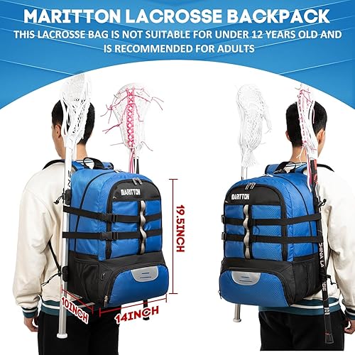Miniatura 6 de MARITTON Lacrosse - Mochila para niño o niña - Mochila Lacrosse con capacidad para todos los equipos de lacrosse o hockey sobre césped - Dos