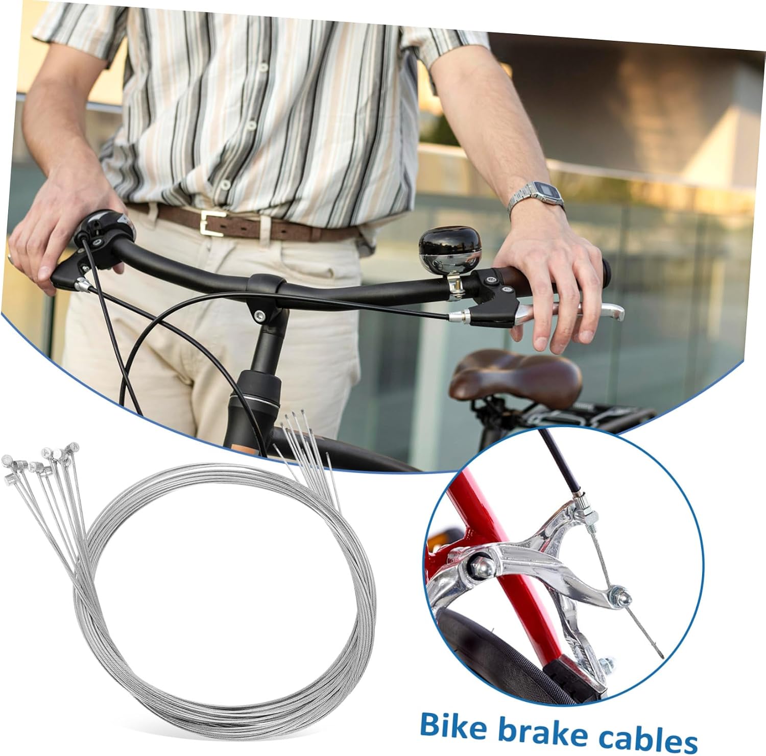 10-Pack Bike Brake Cable Set 1.75m Sturdy Derailleur Cable for Mountain and Road Bicycles Replaceable Brake Cord Line Accessories
