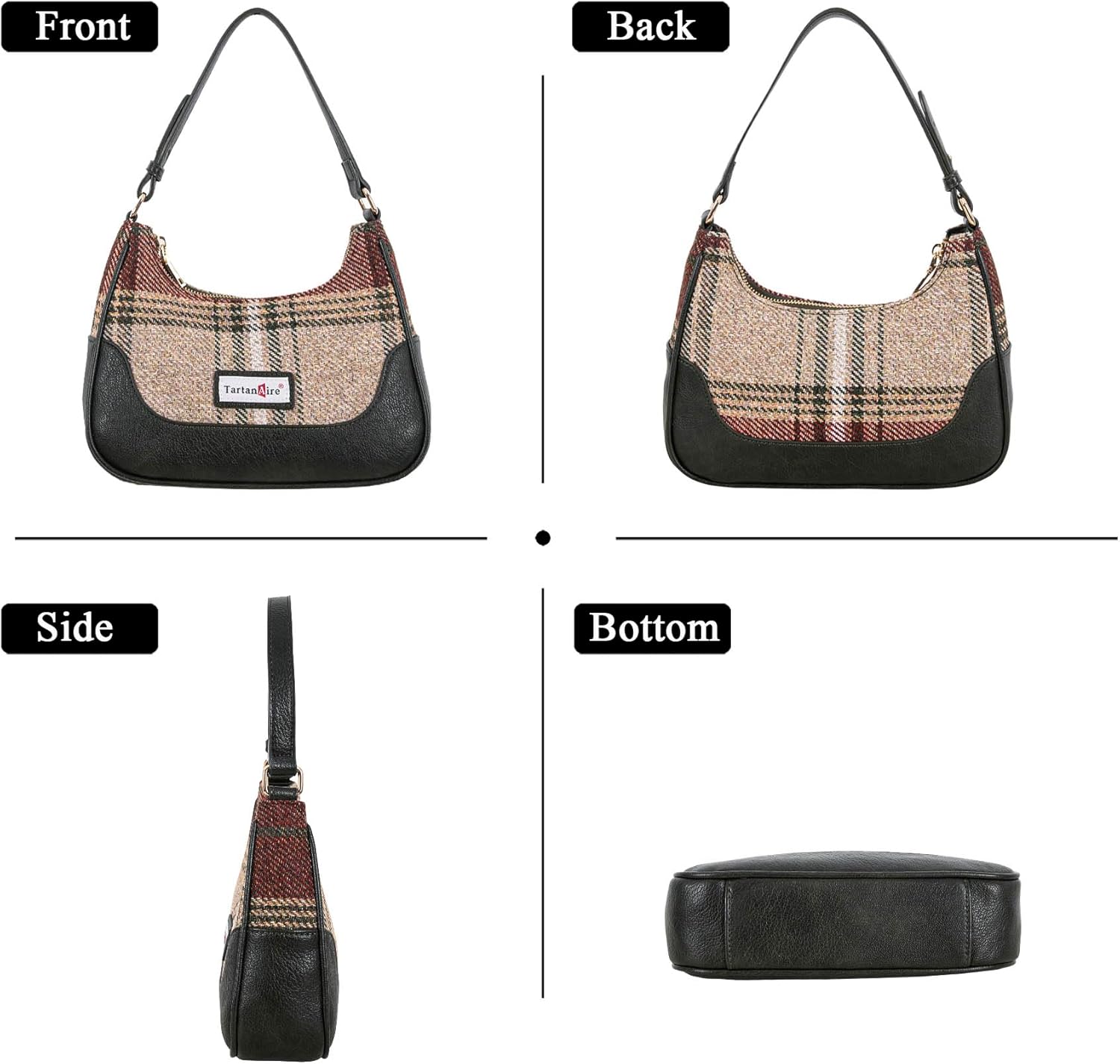 Crossbody Bags Hobo Tote Handbag for Women Vintage Shoulder Bag with 2 Removable Straps - Image 6