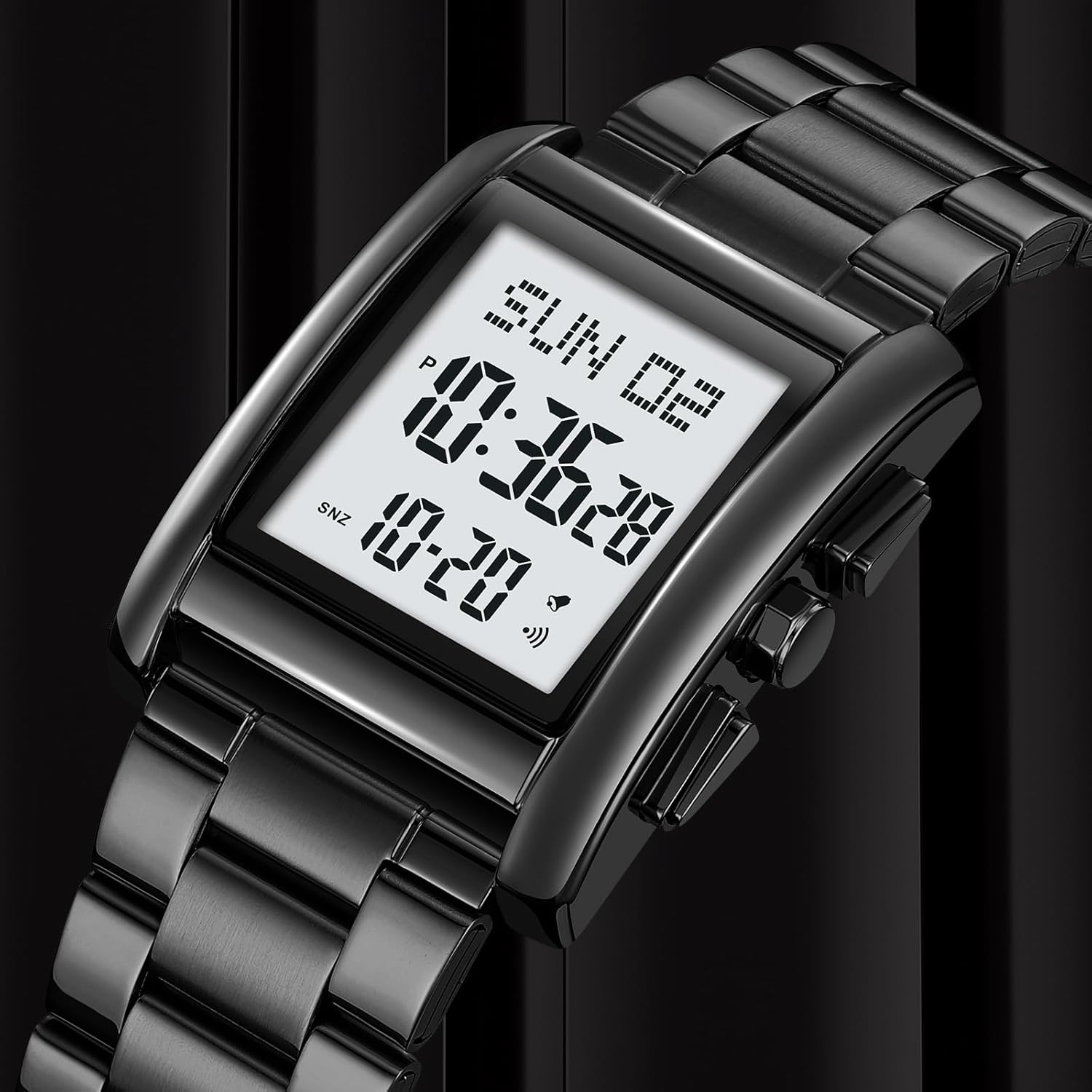 Back of the Gosasa Digital Watch Model 1220, showing the stainless steel case back with water resistance and battery code markings.
