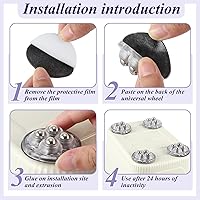 Vista 10 de Honoson 8 Pcs Self Adhesive Caster Wheels Appliance Rollers Appliance Sliders for Kitchen 360° Swivel Universal Wheel Mini Small Kitchen