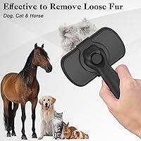Vista 6 de Cepillo Autolimpiante para Eliminar Pelo Suelto - Herramienta de Aseo Amigable con la Piel para Perros, Gatos y Cachorros, Eliminación de Pelo Negro