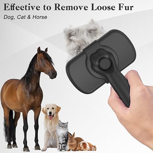 Miniatura 6 de Cepillo Autolimpiante para Eliminar Pelo Suelto - Herramienta de Aseo Amigable con la Piel para Perros, Gatos y Cachorros, Eliminación de Pelo Negro