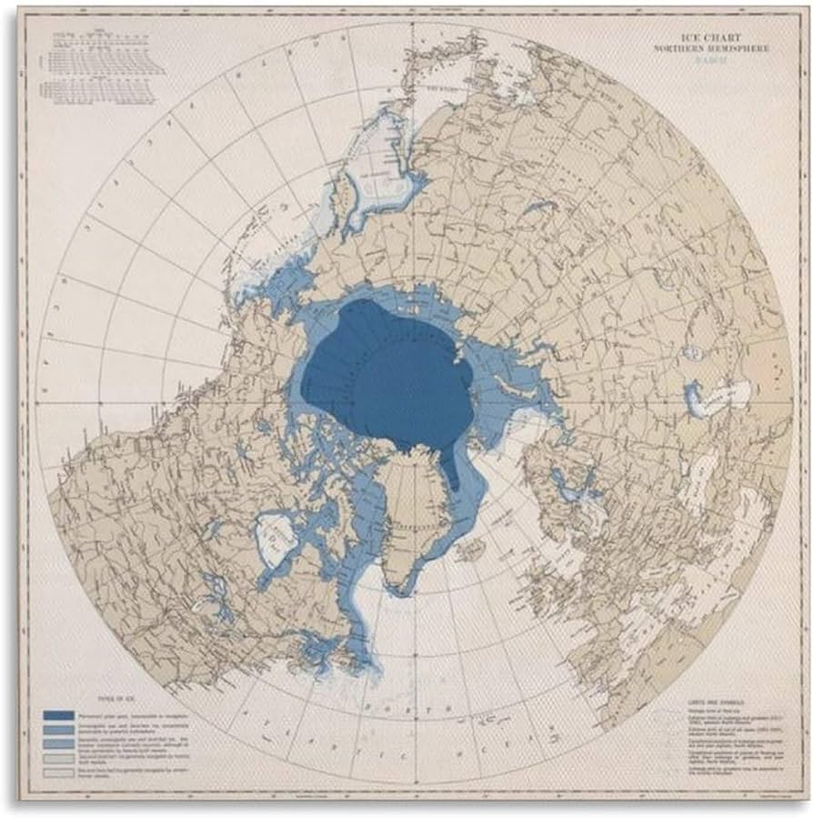 Amazon.co.jp: 北極海地図アイスチャート詳細コメント繊細 アート