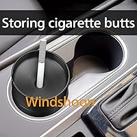 Vista 2 de Cenicero de automóvil con tapa, cenicero portátil para automóvil, bandeja desmontable de acero inoxidable sin humo para cenizas a prueba de viento