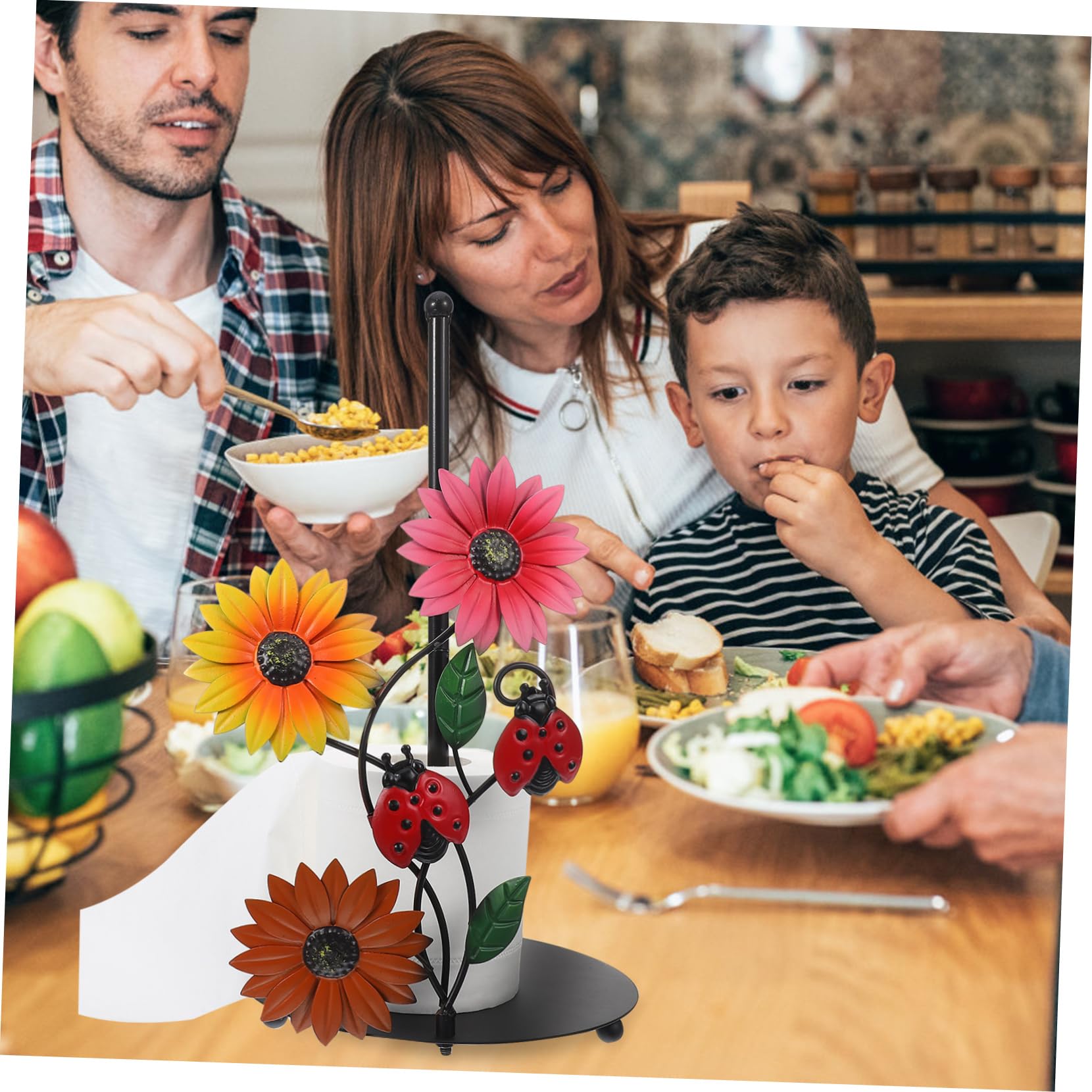 NUOBESTY Portarotolo Decorazione Moderna in Ferro a Girasole, Supporto Verticale Stabile da Cucina, Carta per Cucina e Soggiorno
