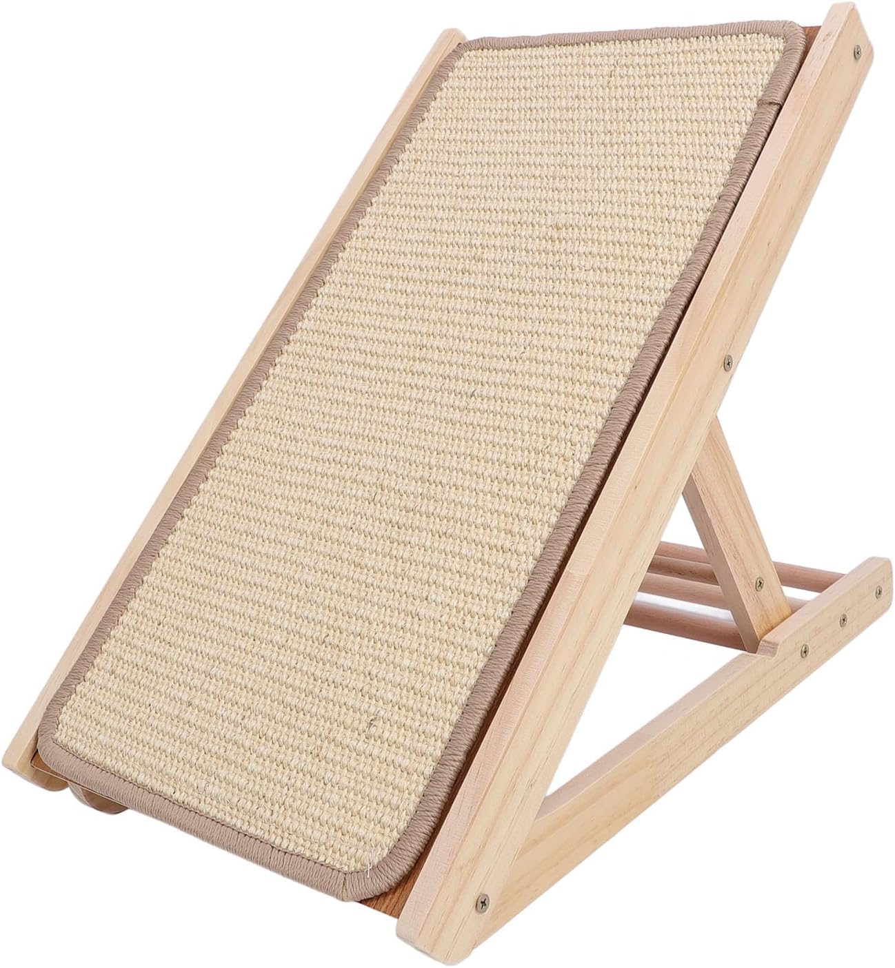Sisal Cat Scratching Ramp, Vertical Cat Scratcher with Adjustable Height, Wall - Mounted Cat Scratching Board Made of Pine Wood for Claw Grinding and Furniture Protection