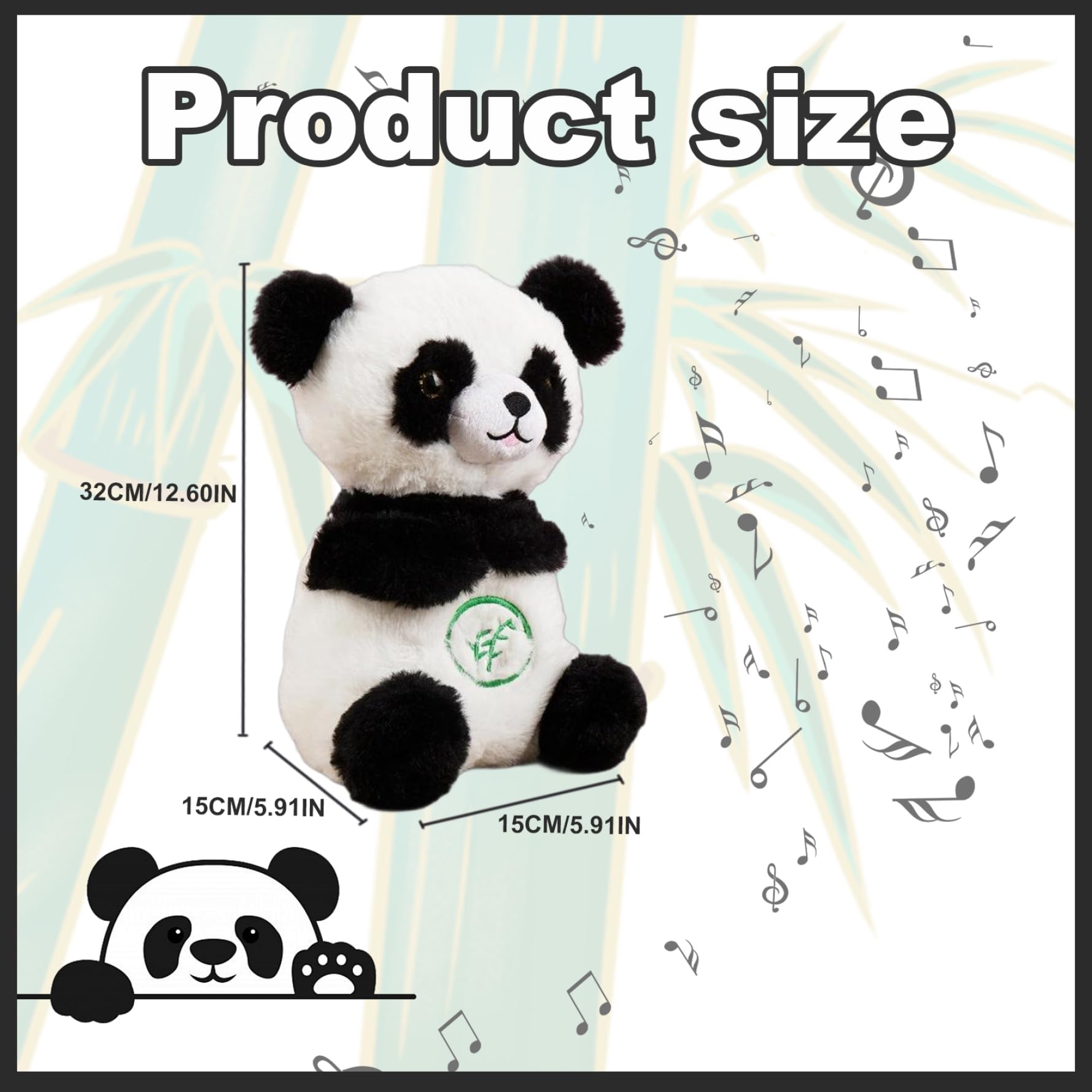 Panda di Peluche che Respira e Si Illumina con Ninna Nanna - Realistico 5,9 x 12,6 Pollici, Sollievo dall'Ansia, Rilassante per Bambini