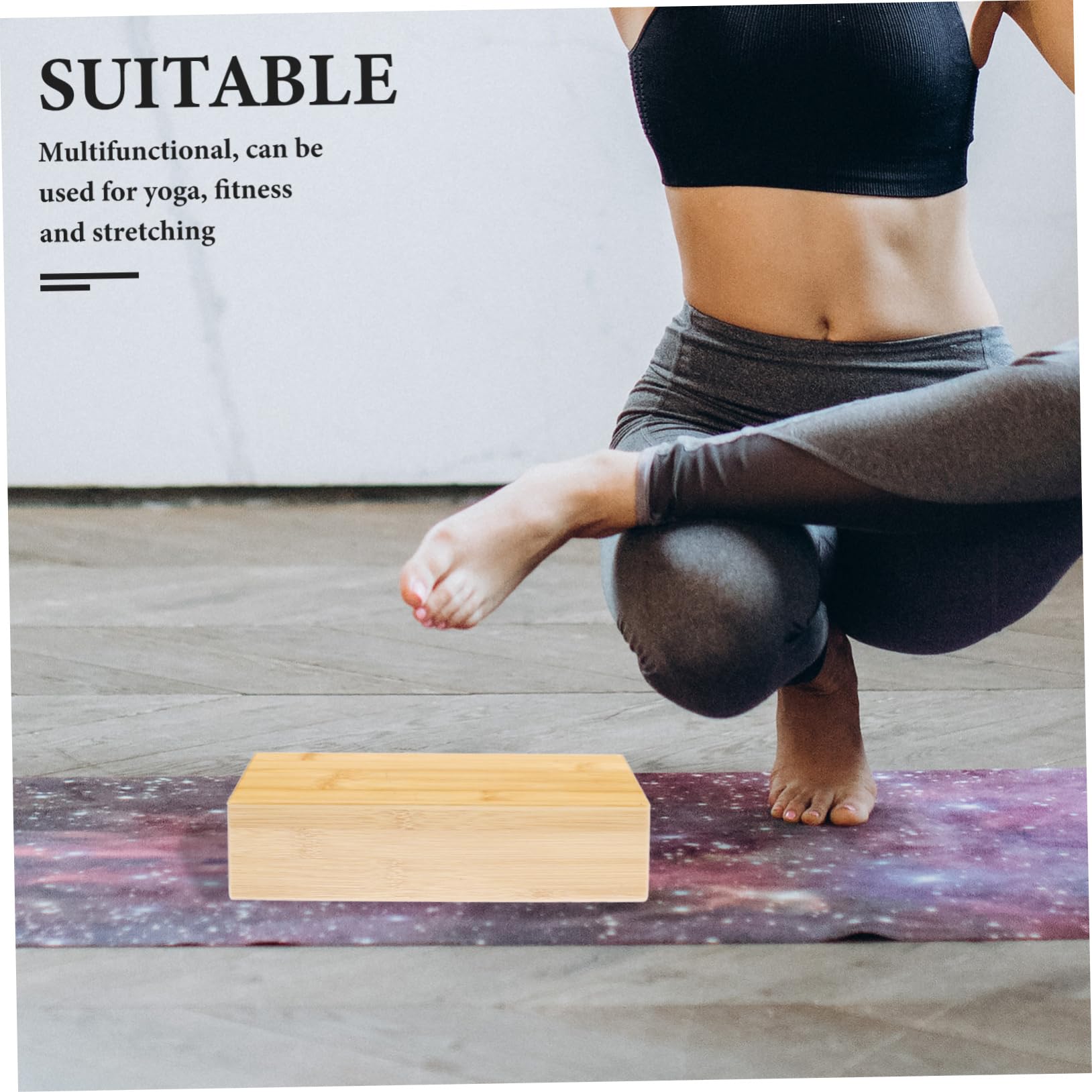 ifundom Bloque de Yoga Natural de Bambú Antideslizante para Entrenamiento y Ejercicios de Flexibilidad Herramienta de Entrenamiento para Adultos para y el Equilibrio
