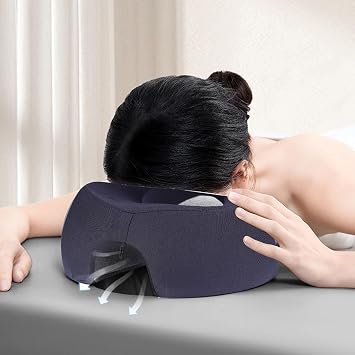 2PCS Face Down Pillow, Breathable Ergonomic Zoning Comfortable Salon Massage Face Pillow, Memory Foam Face Down Cushion Navy Blue