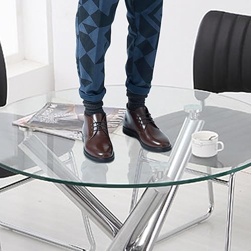 Miniatura 4 de TesNus Mesa redonda de vidrio transparente de 18 pulgadas, mesa de vidrio templado de 14 pulgadas de grosor con borde pulido de lápiz, tablero de